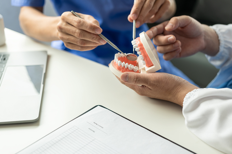 3d Image of a full bottom mouth dental implant denture